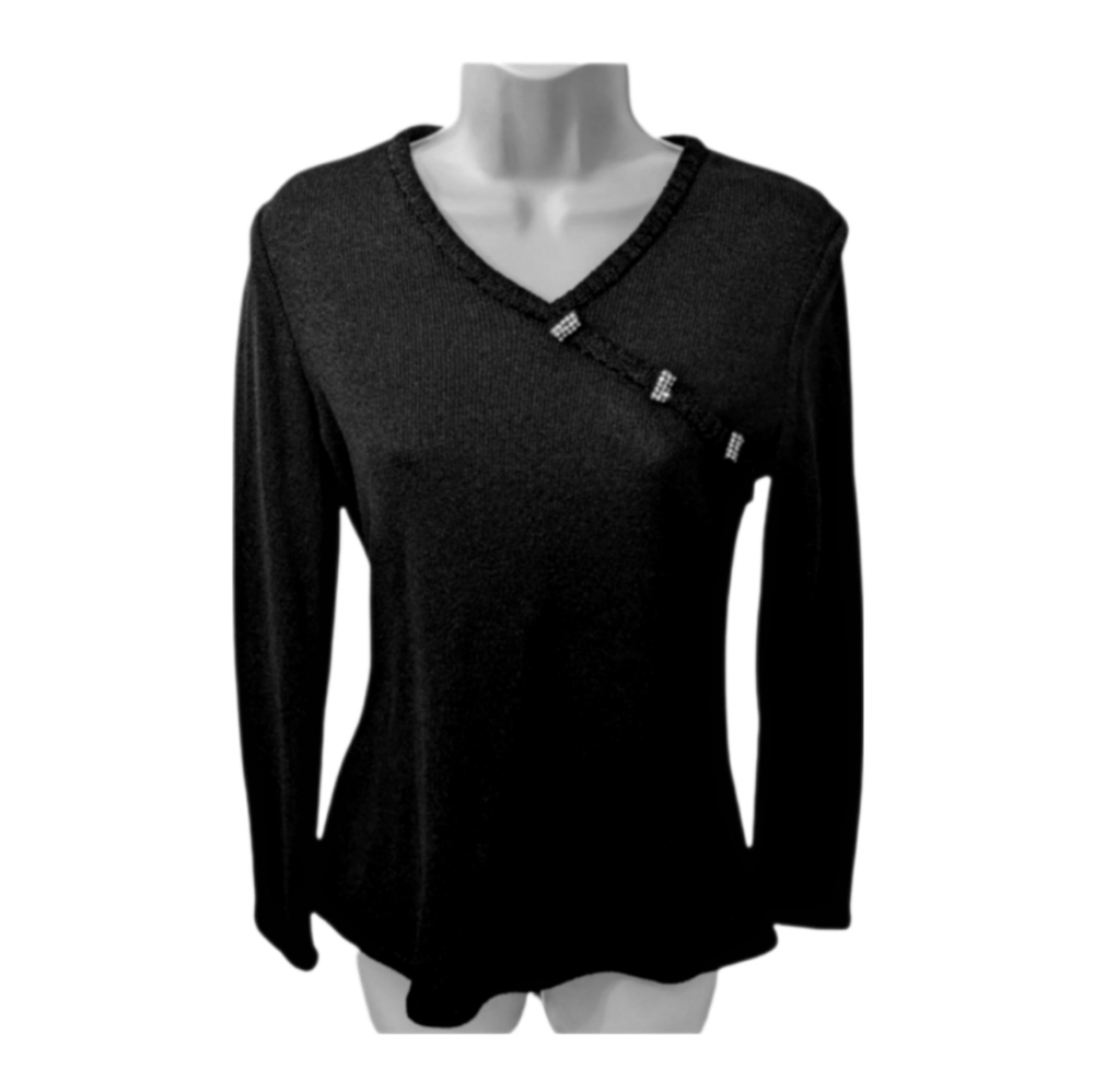 Pat Richards Vintage Jeweled Black Sweater